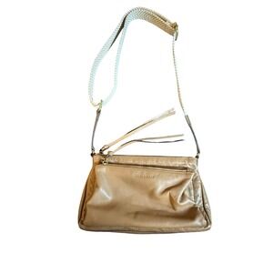 Lucky‎ Brand Leather Crossbody Bag Tan Shoulder Purse Adjustable Woven Strap